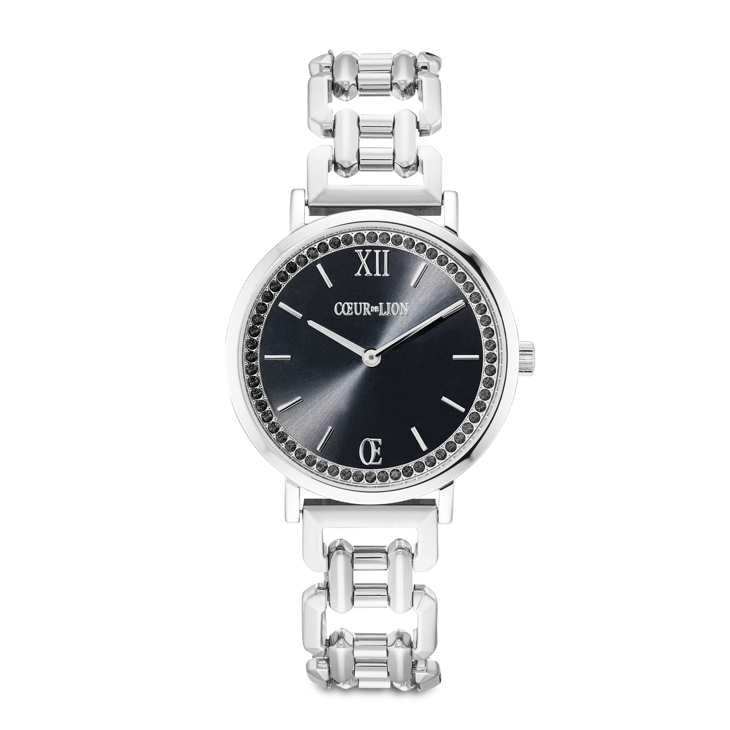 Montre Ronde Sparkling Mysterious Black Statement argent