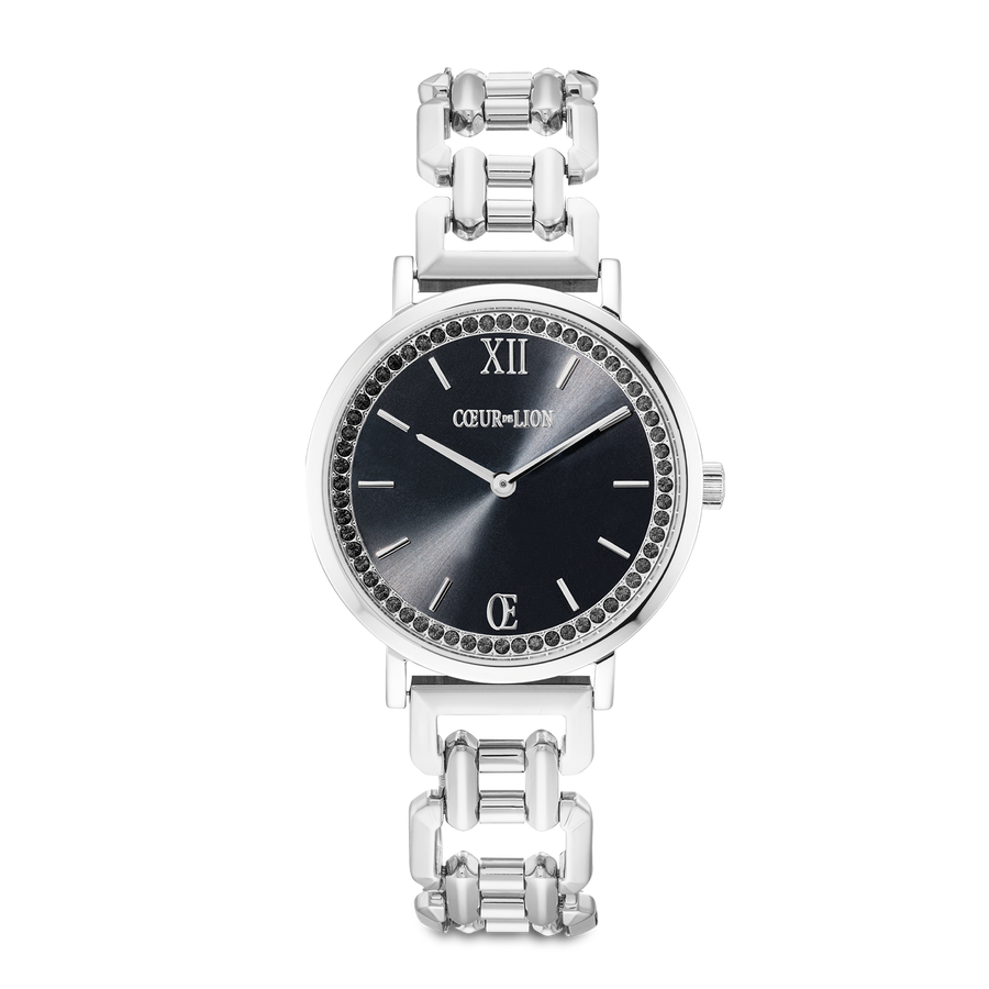 Montre Ronde Sparkling Mysterious Black Statement argent