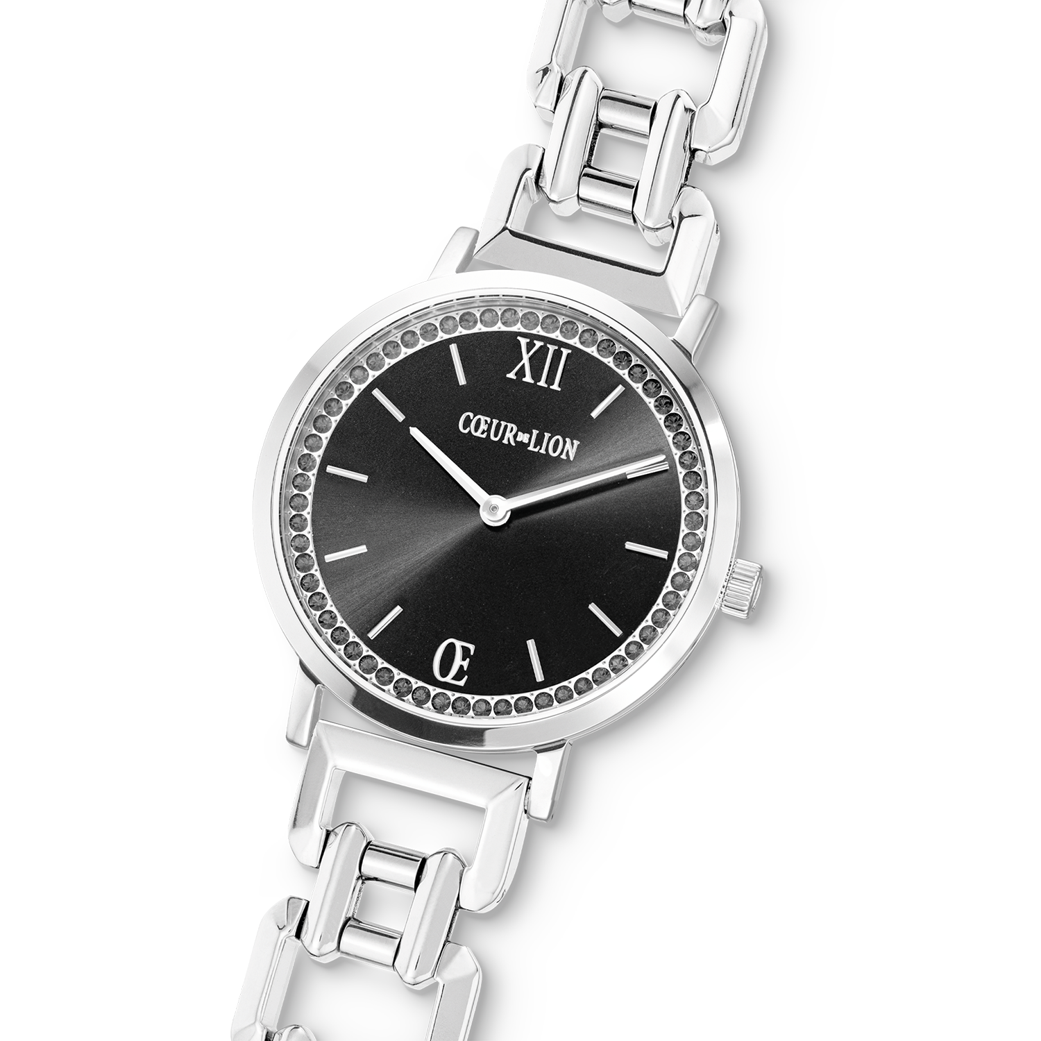 Montre Ronde Sparkling Mysterious Black Statement argent