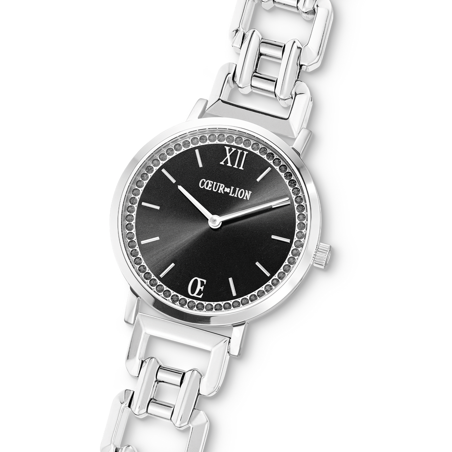 Montre Ronde Sparkling Mysterious Black Statement argent