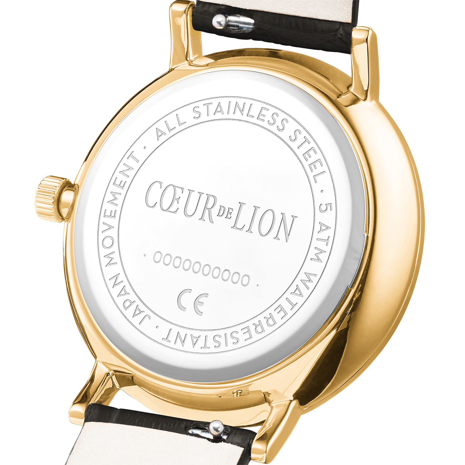 Montre Ronde Sparkling Sunray Cuir Gris Foncé Doré