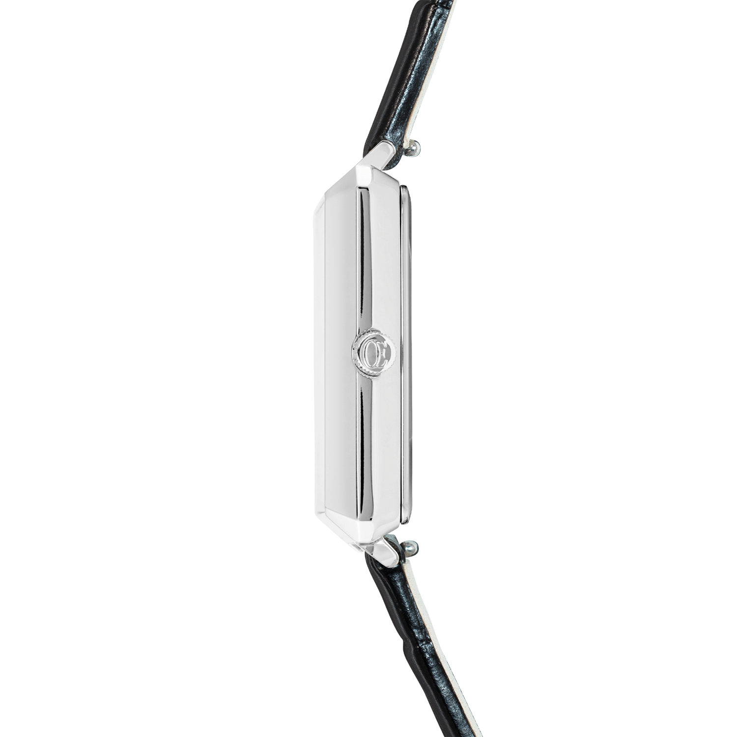 Montre Iconic Cube Spikes Argent Bracelet Cuir Noir