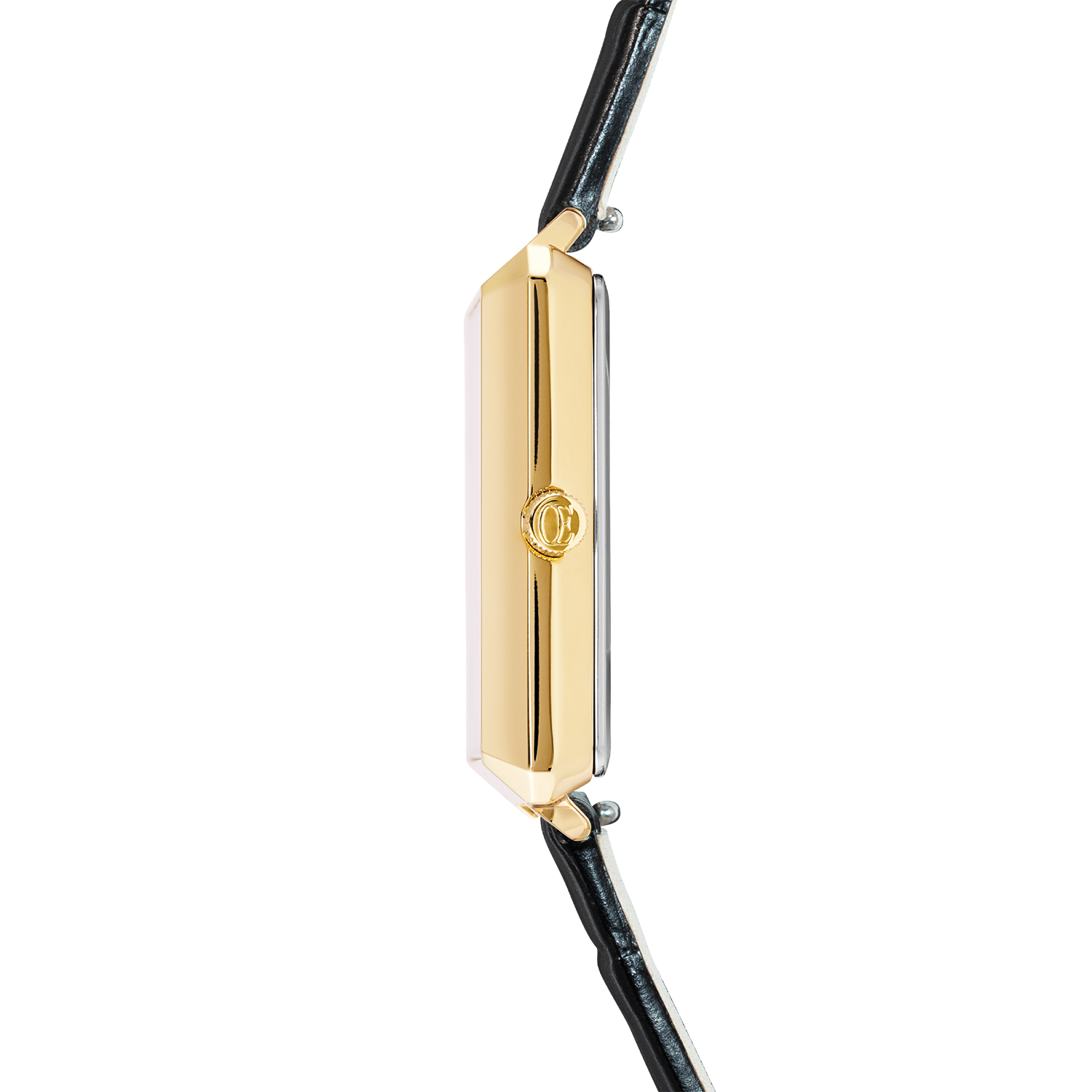 Montre Iconic Cube Spikes Or Bracelet Cuir Noir