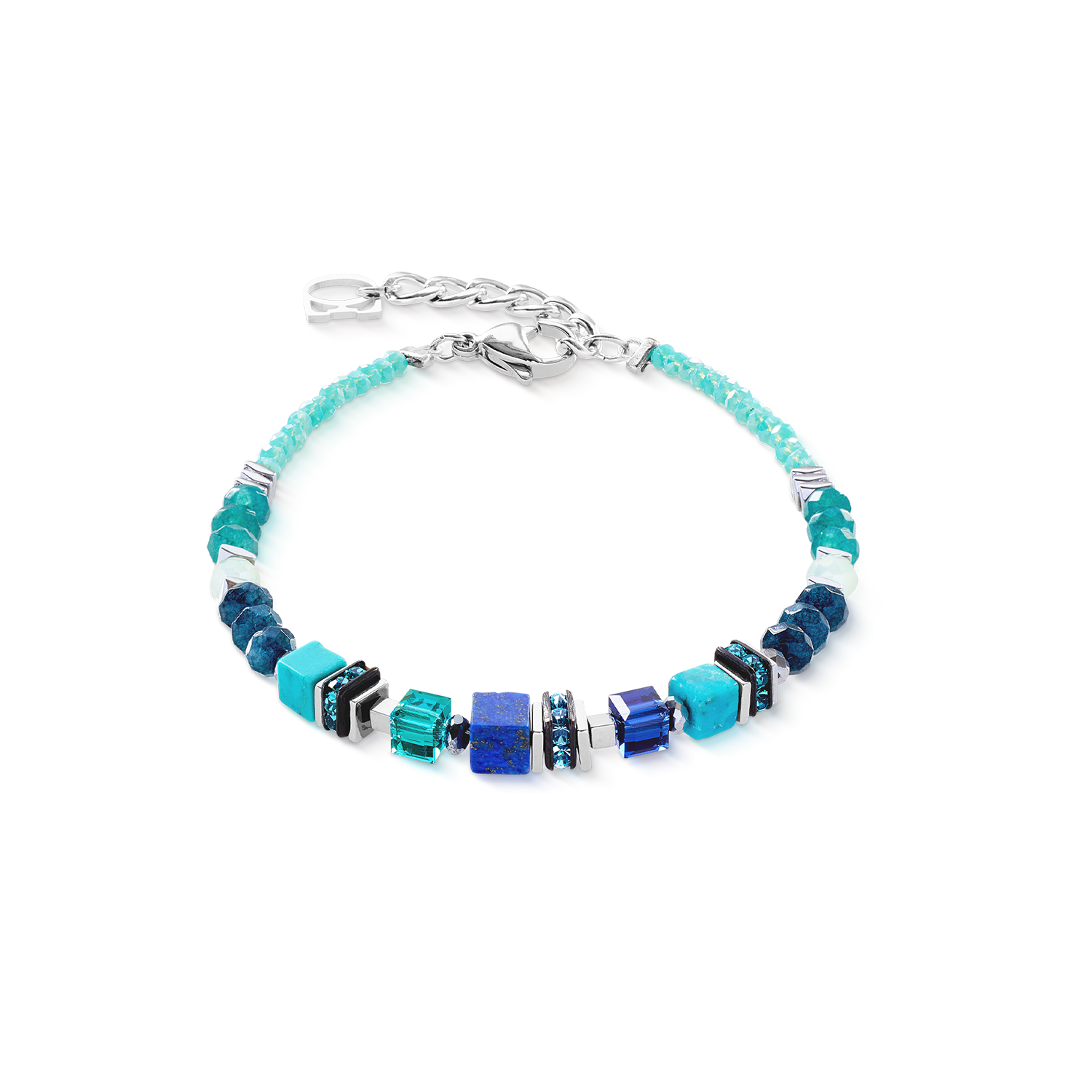 Coffret Cadeau montre Iconic Spikes Transformative Teal argent et bracelet Wave Precious Flow argent-teal