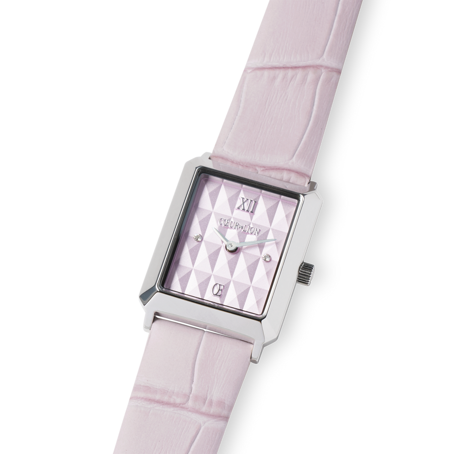 Montre Iconic Spikes Rosé Argent Bracelet Cuir rosé