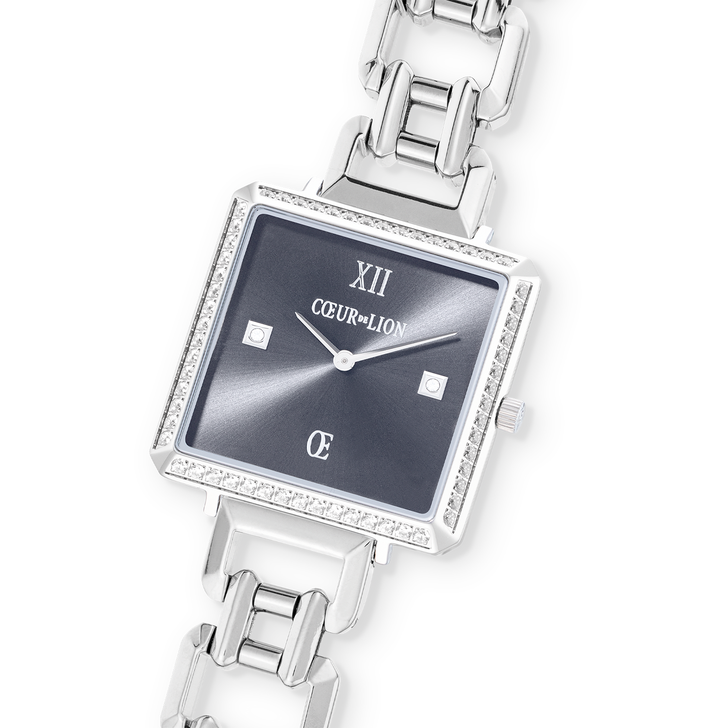 Montre Iconic Cube Sparkling Anthracite Attraction Statement Silver