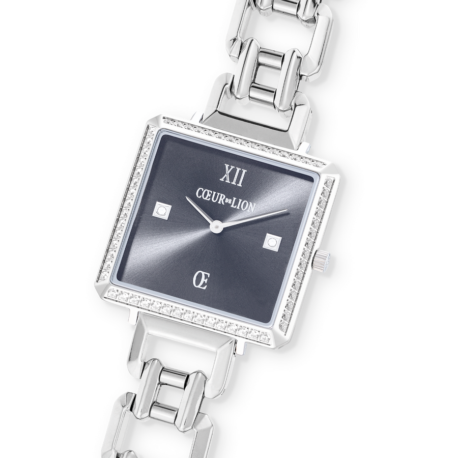 Montre Iconic Cube Sparkling Anthracite Attraction Statement Silver