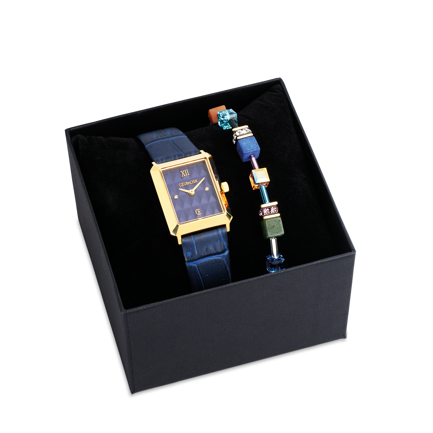 Montre Iconic Spikes Midnight Blue Or & Bracelet GeoCUBE® Iconic Precious multicolor motion