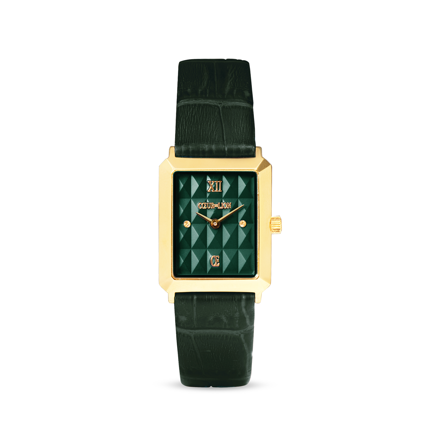 Montre Iconic Spikes Cuir Forest Green Doré