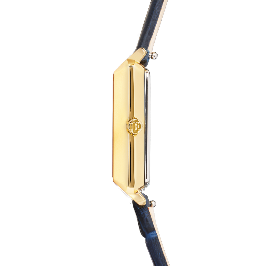 Montre Iconic Spikes Bracelet Cuir Midnight Blue Or