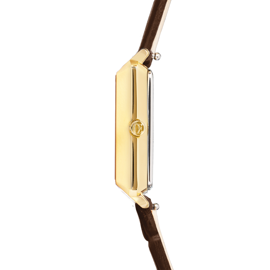Montre Iconic Spikes bracelet cuir Mocha Mousse Or