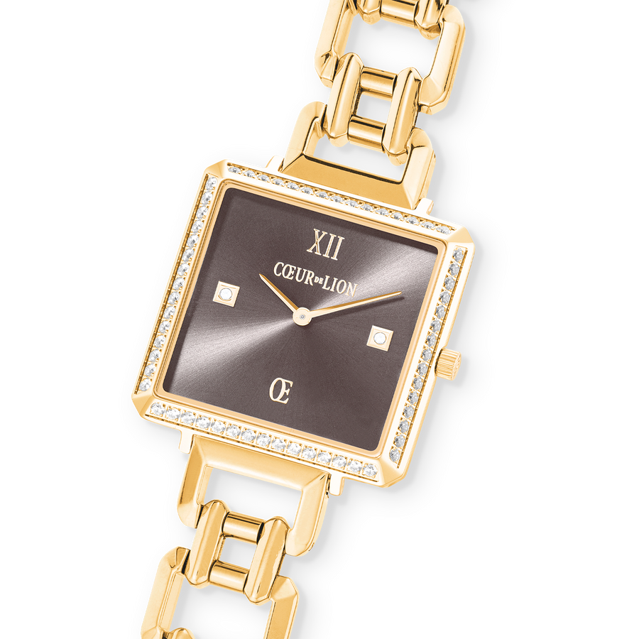 Montre Iconic Cube Sparkling Mystic Mocca Statement gold