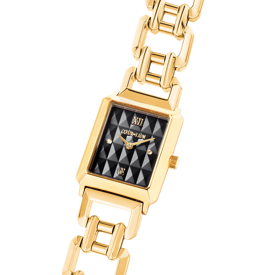 Montre Iconic Spikes Noir Statement Or