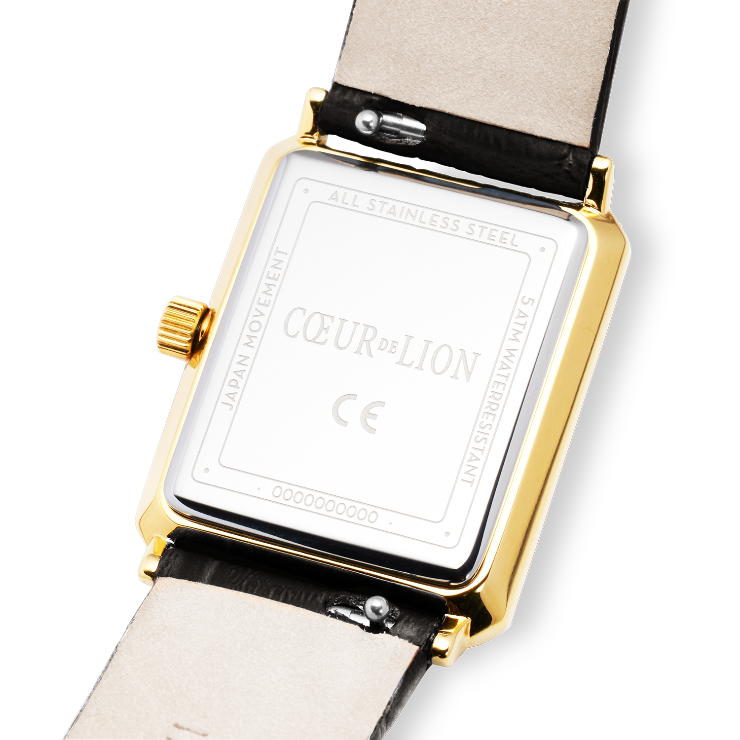 Montre Iconic Waves Doré Cuir Noir-Blanc