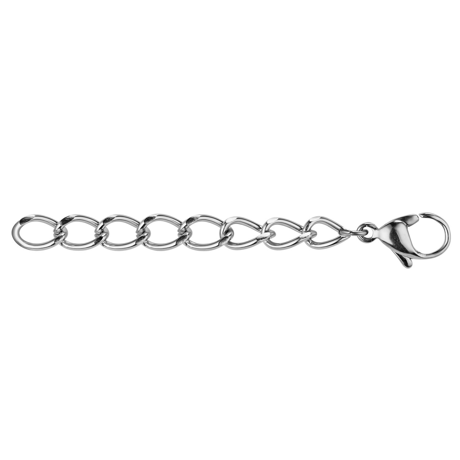 Rallonge de collier avec mousquetons, acier inoxydable argent