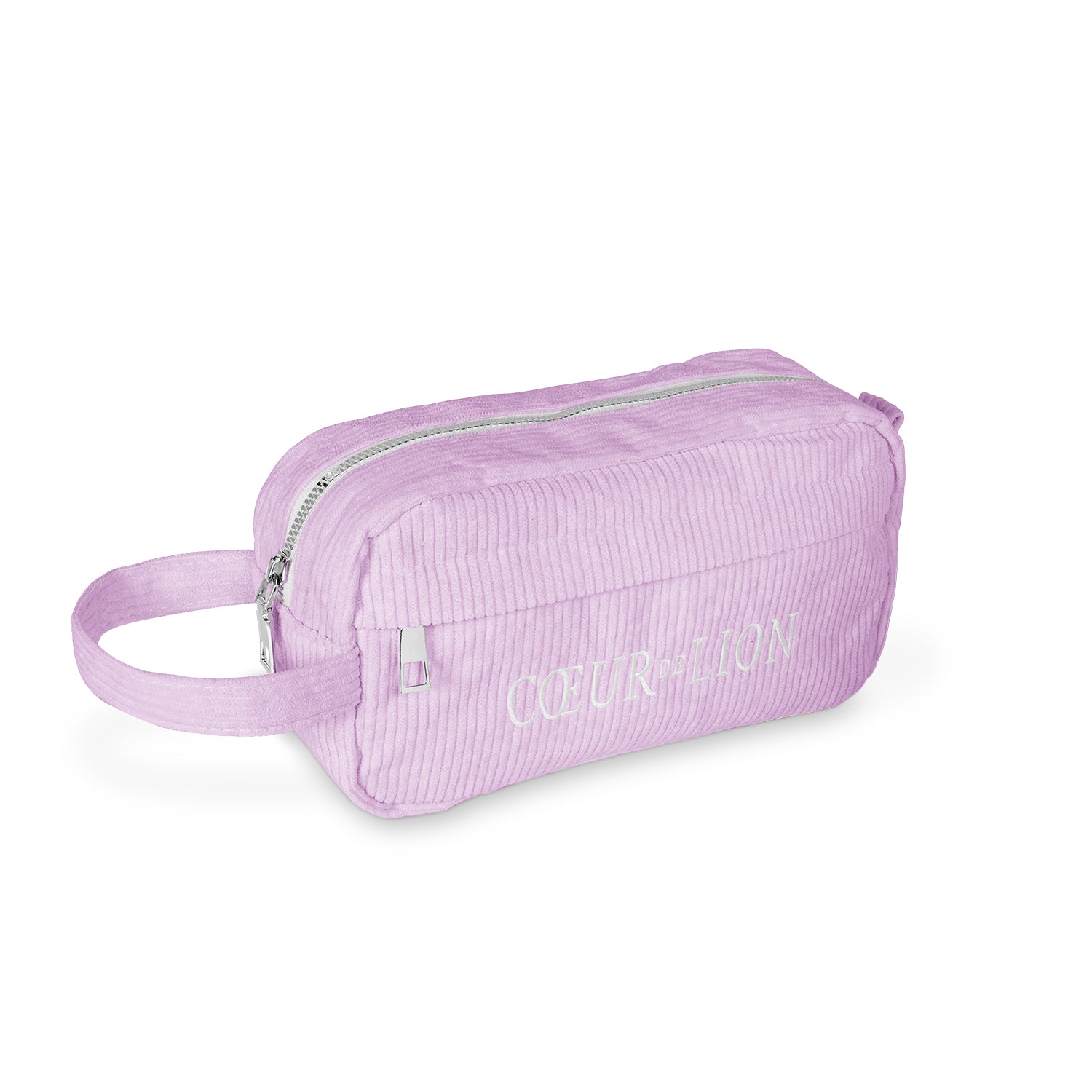 COEUR DE LION Trousse maquillage velours côtelé lilas – Vue de face