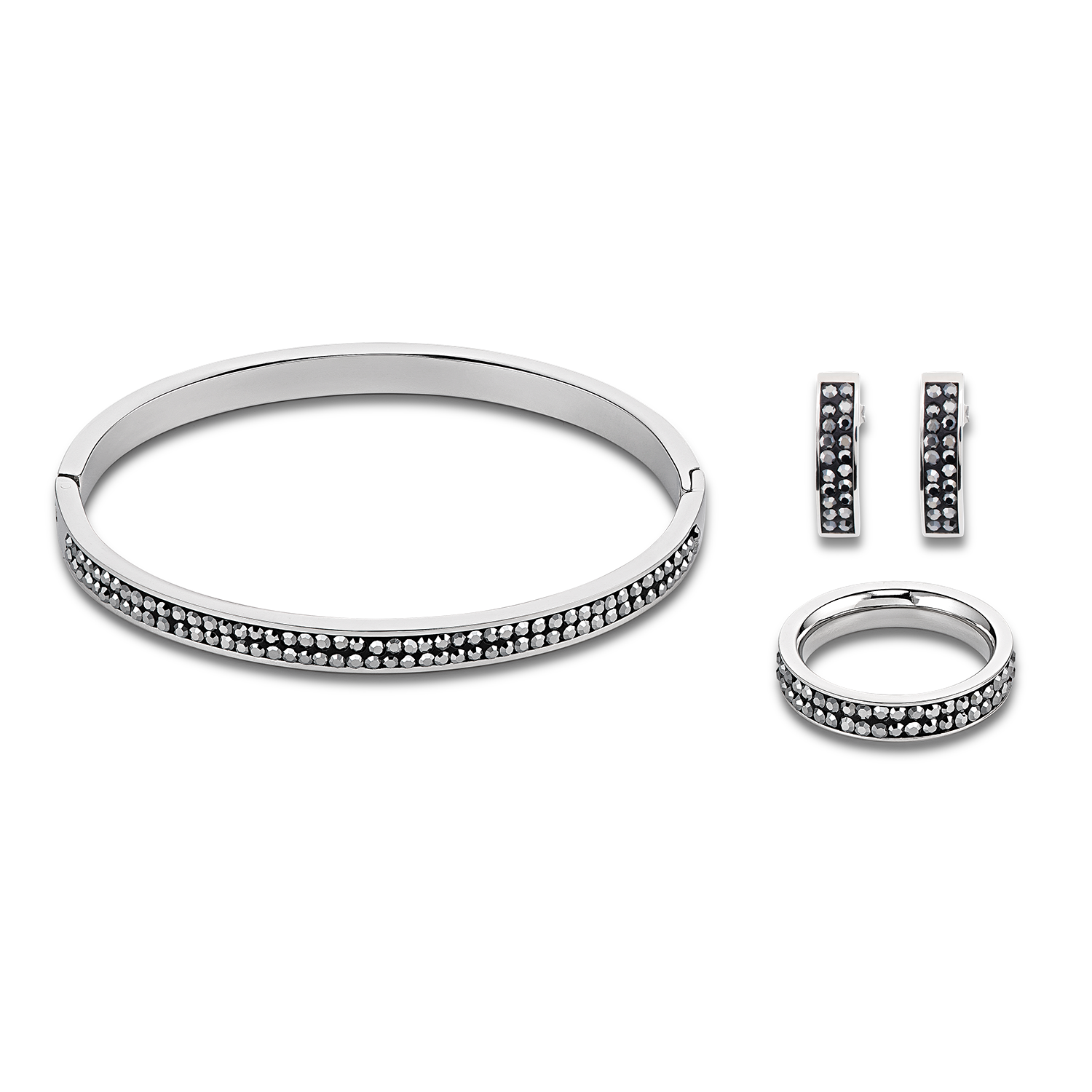 Boucles d'oreille Pavé de Cristaux anthracite