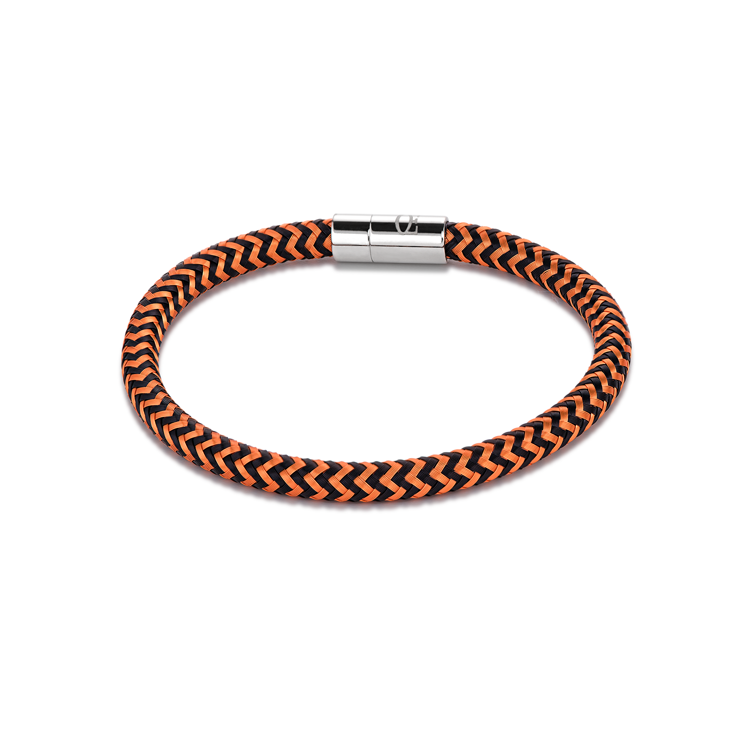 Bracelet métal tressé orange-noir