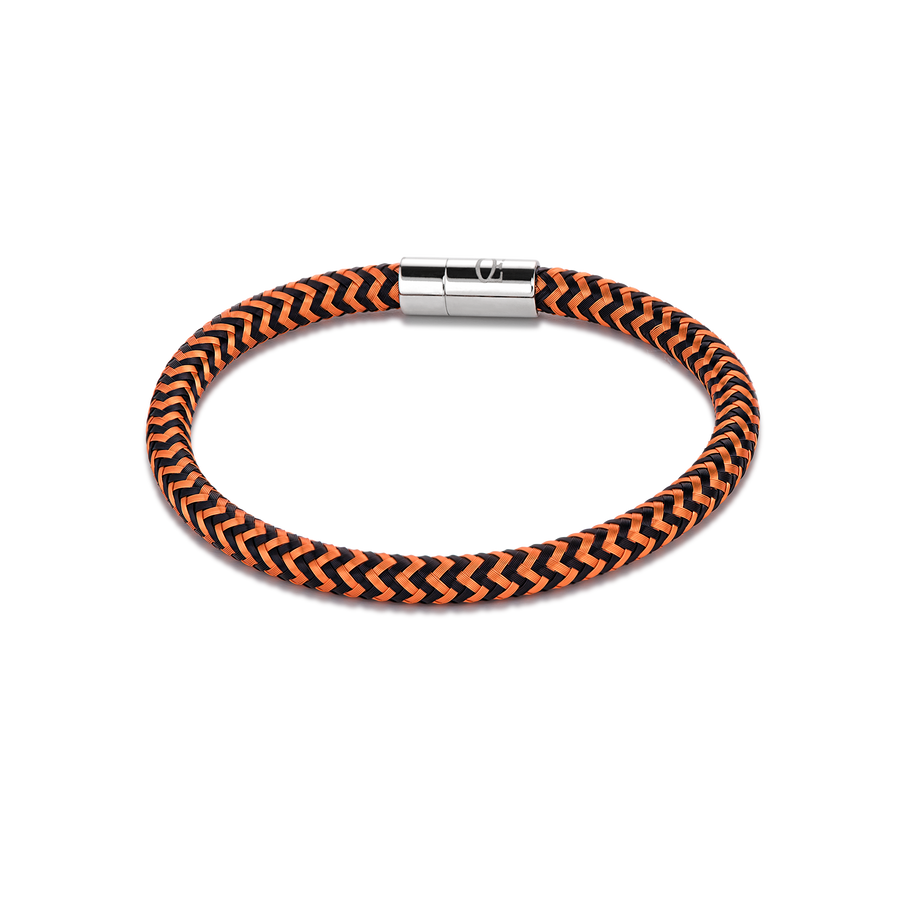 Bracelet métal tressé orange-noir