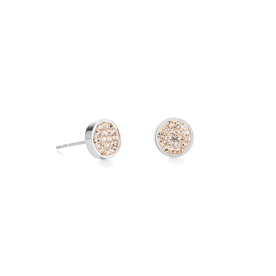 Boucles d'oreille Acier & Pavé de Cristaux pêche