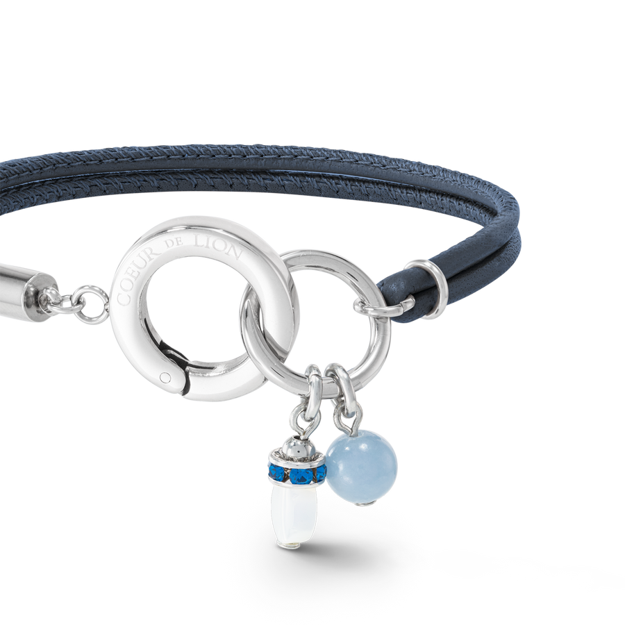 Boho Unity bracelet en cuir bleu foncé