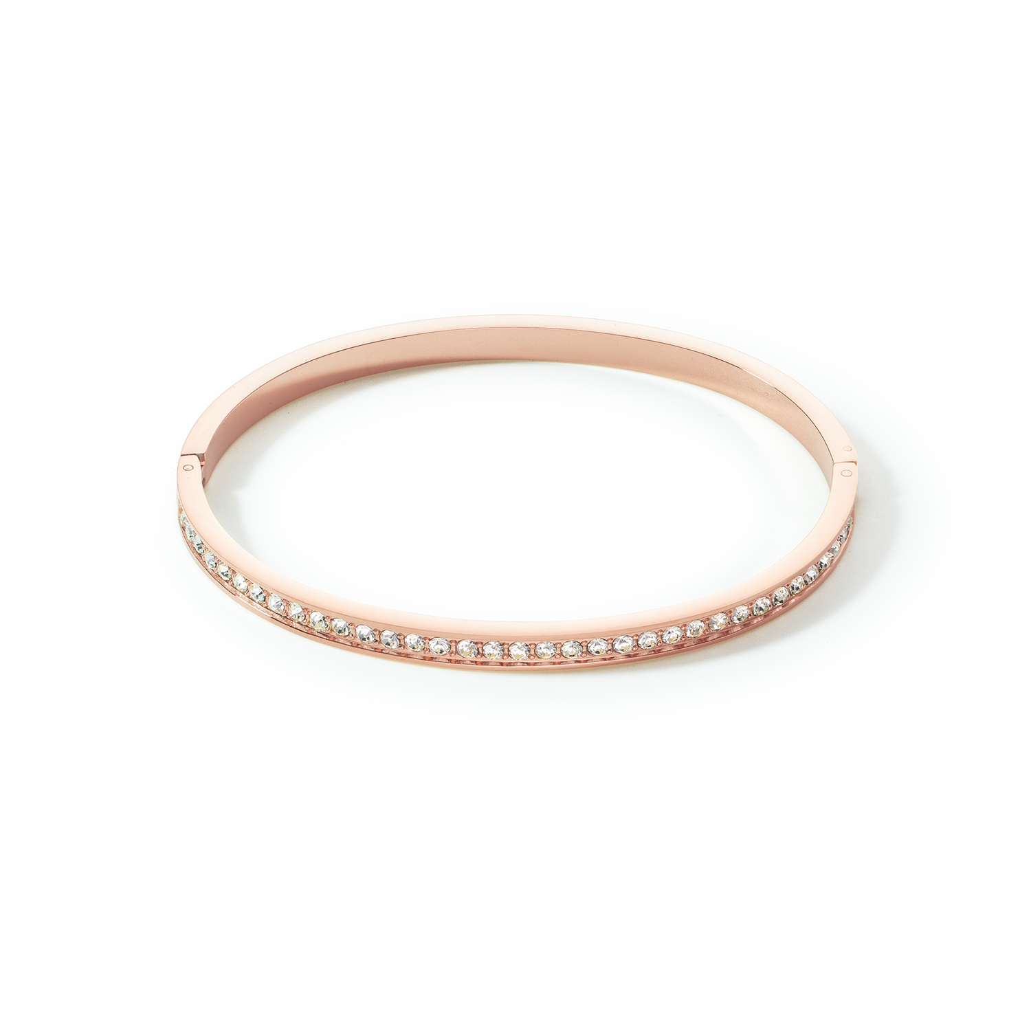 Bracelet jonc Acier inoxydable et cristaux or rose cristal 17