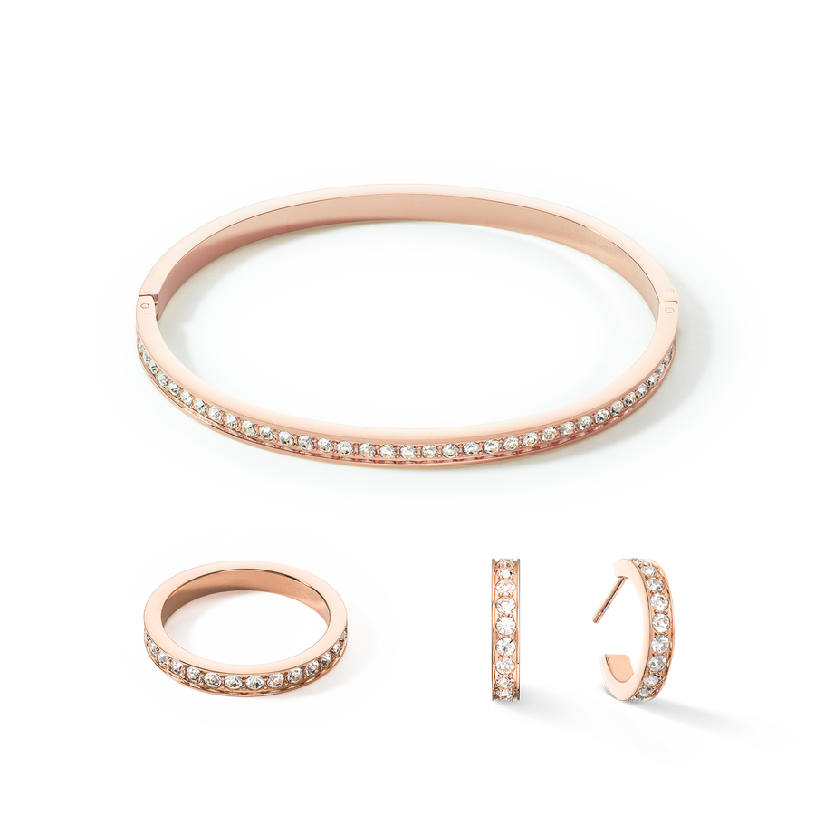Bracelet jonc Acier inoxydable et cristaux or rose cristal 17