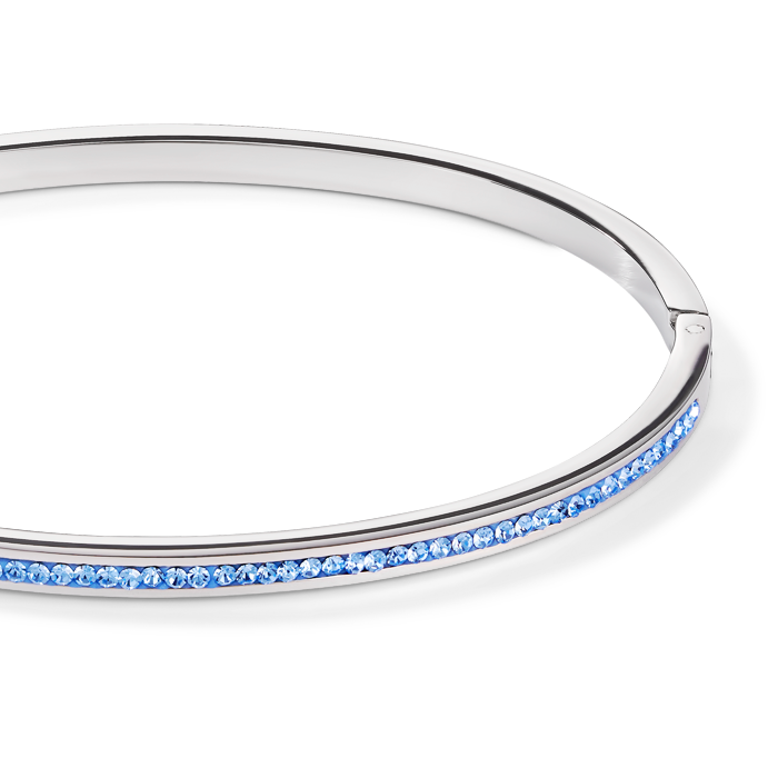 Bracelet acier argent & Pavé de Cristaux bleu clair