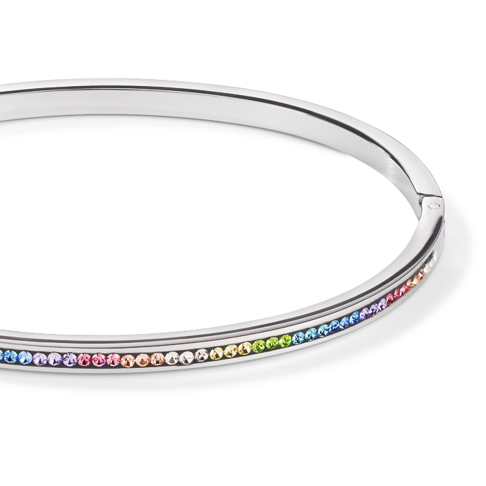 Bracelet acier & Pavé de Cristaux multicolore pastel 17