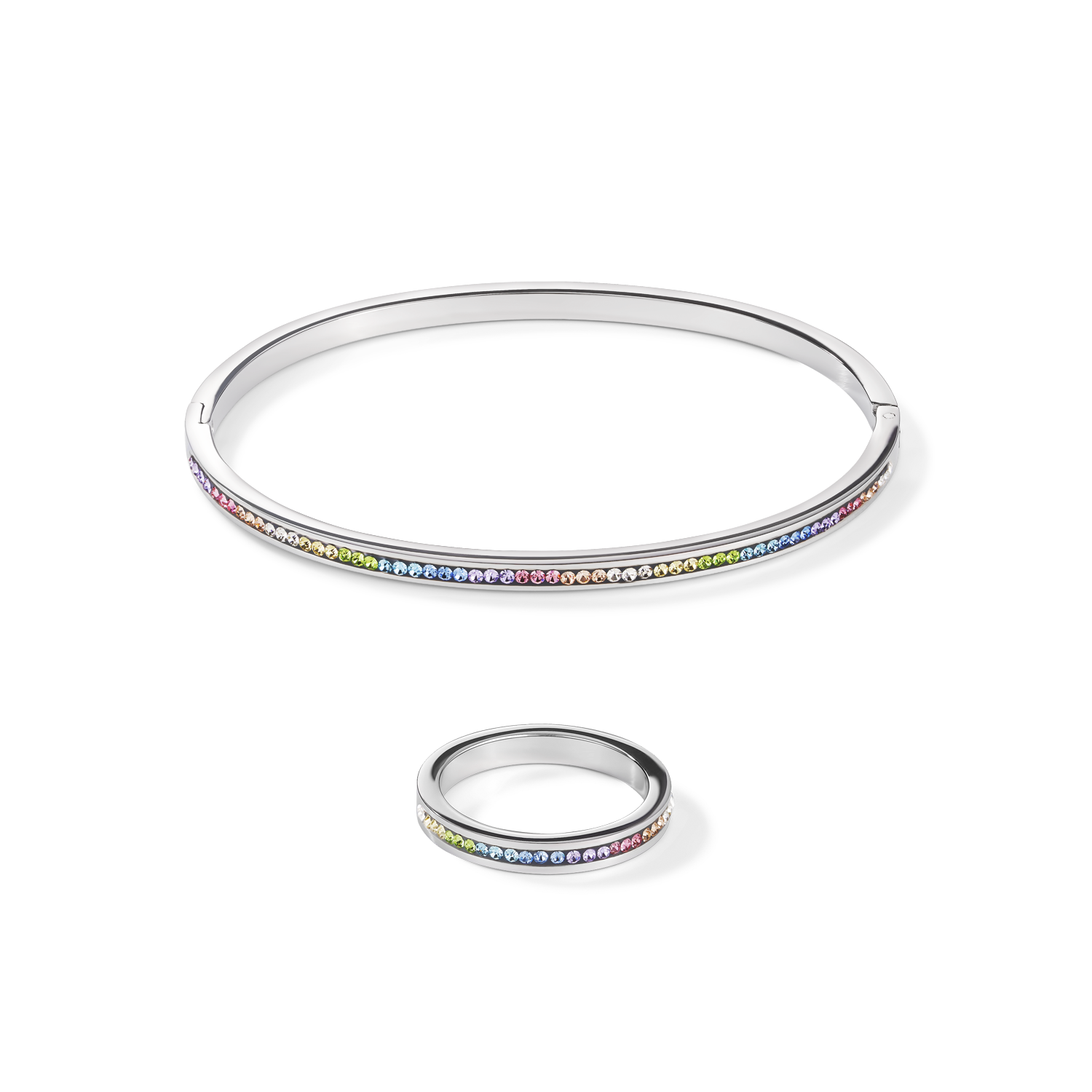 Bracelet acier & Pavé de Cristaux multicolore pastel 17