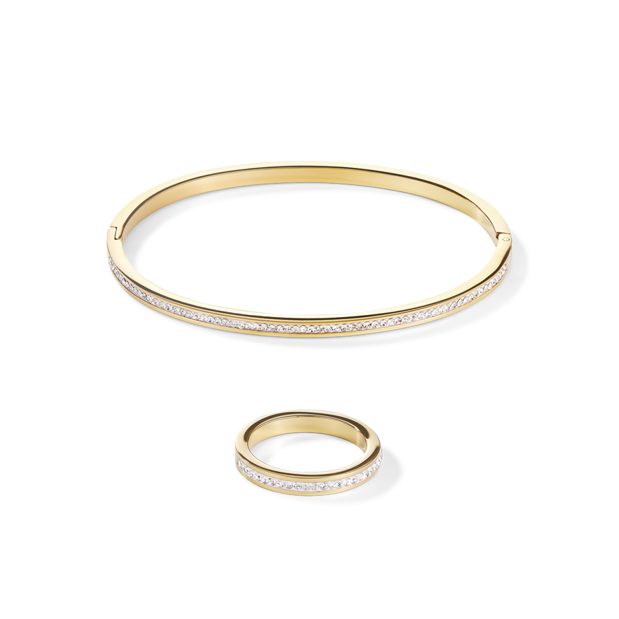 Bracelet acier or & Pavé de Cristaux cristal 17