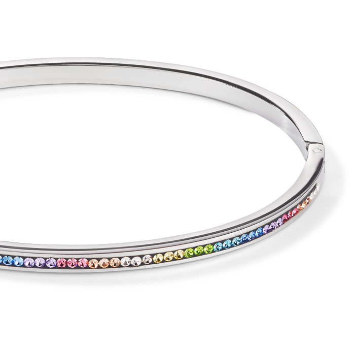 Bracelet acier & Pavé de Cristaux multicolore pastel 19