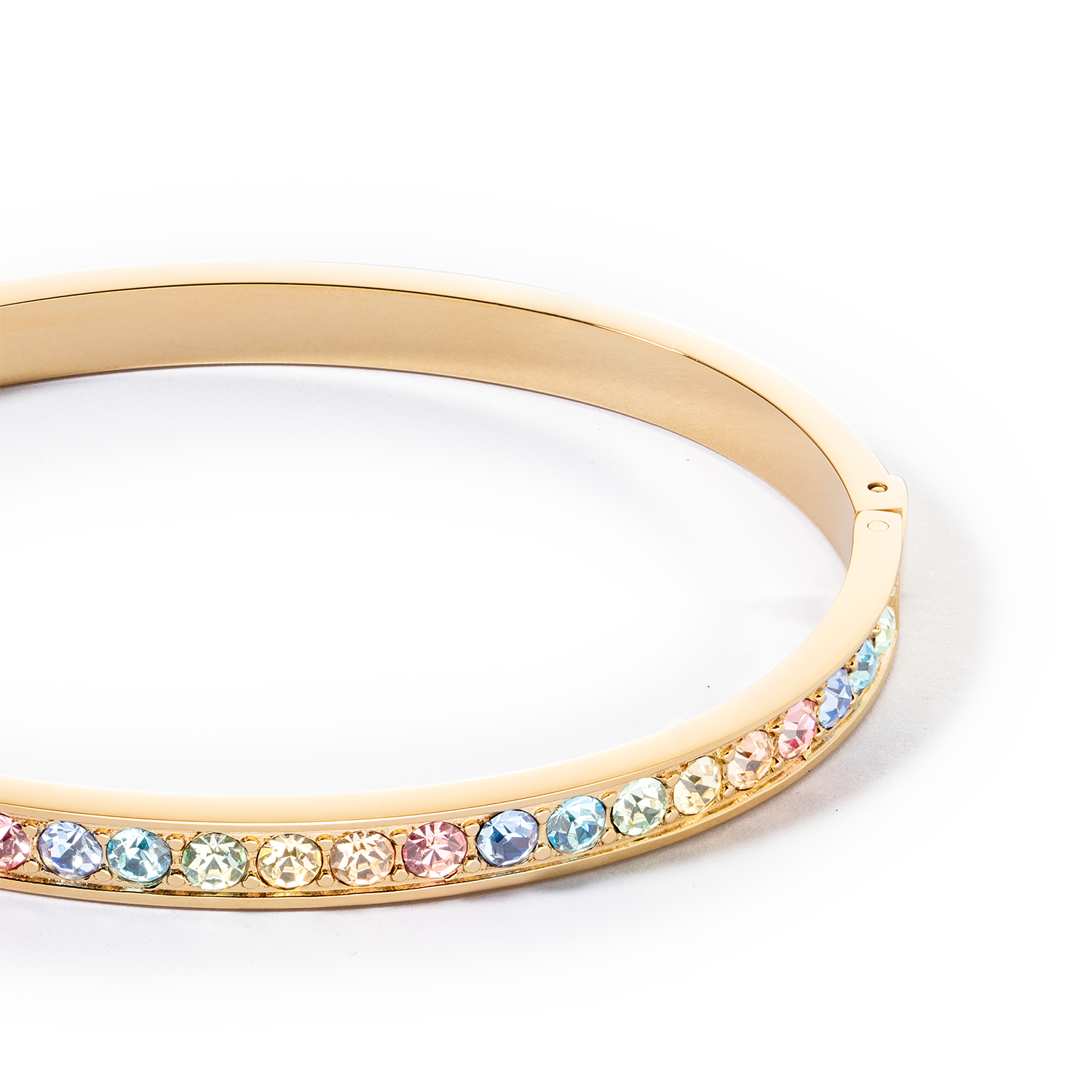 Bracelet acier & cristaux or multi pastel (taille 17 cm)