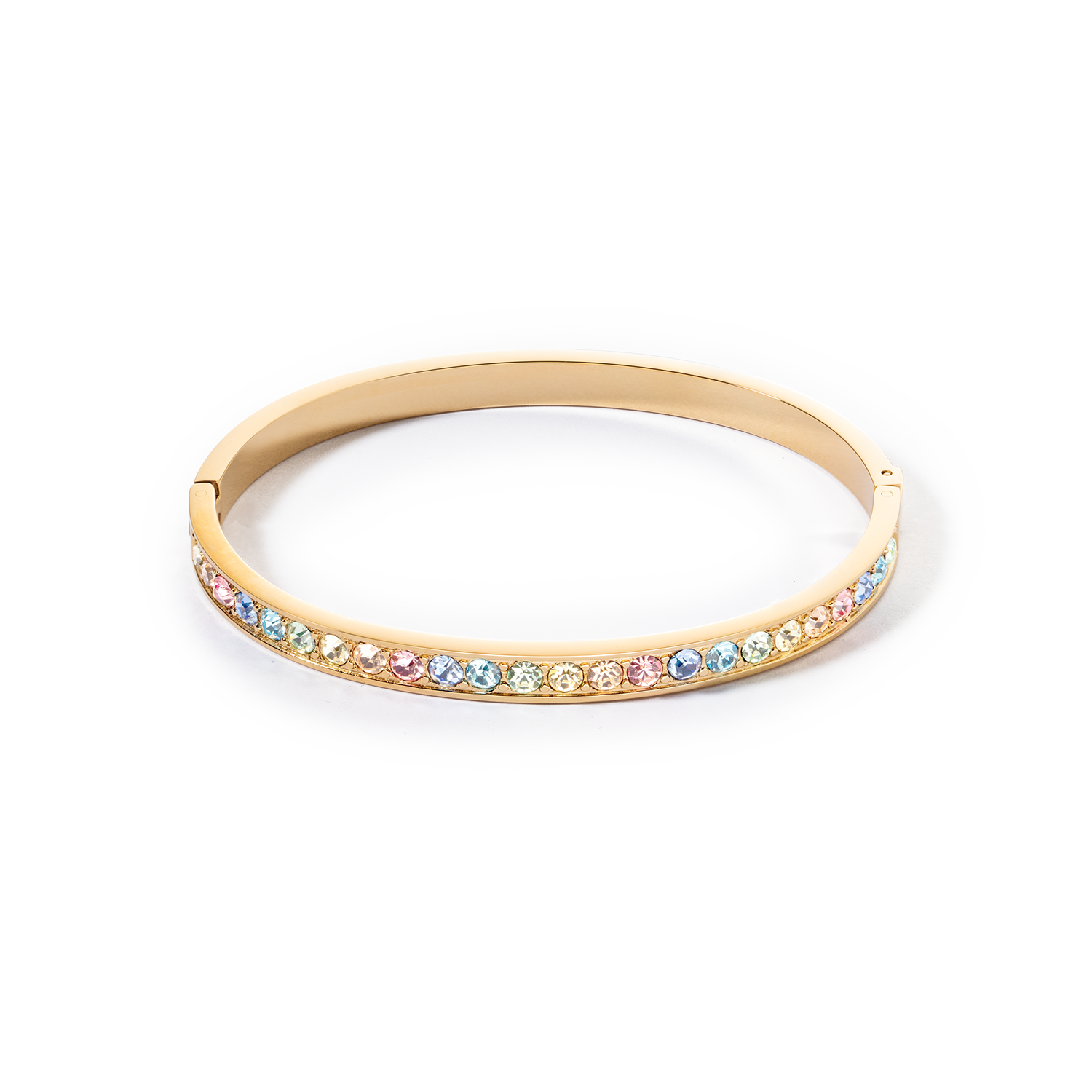 Bracelet acier & cristaux or multi pastel 19