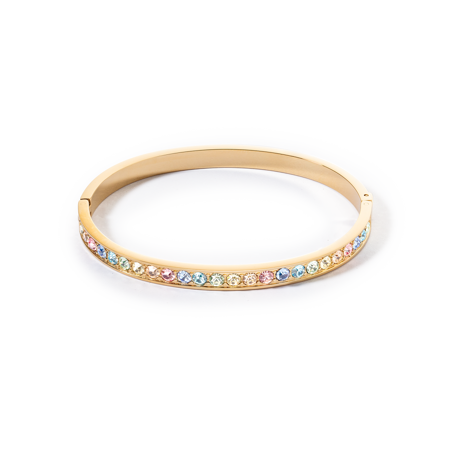 Bracelet acier & cristaux or multi pastel 19