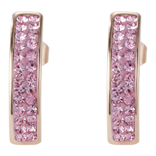 Boucles d'oreille acier or rose & Pavé de Cristaux rose clair