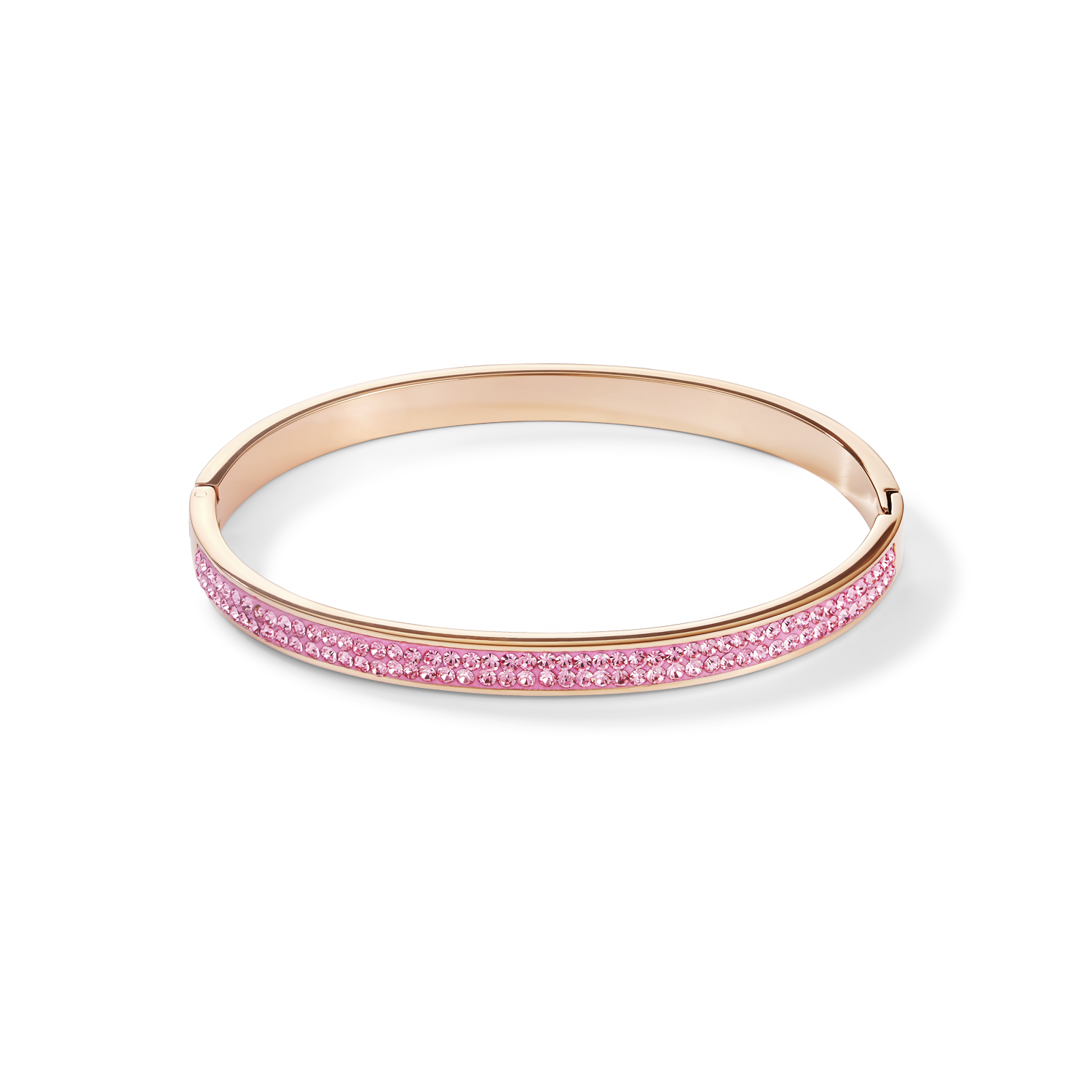 Bangle stainless steel rose gold & crystals pavé light rose