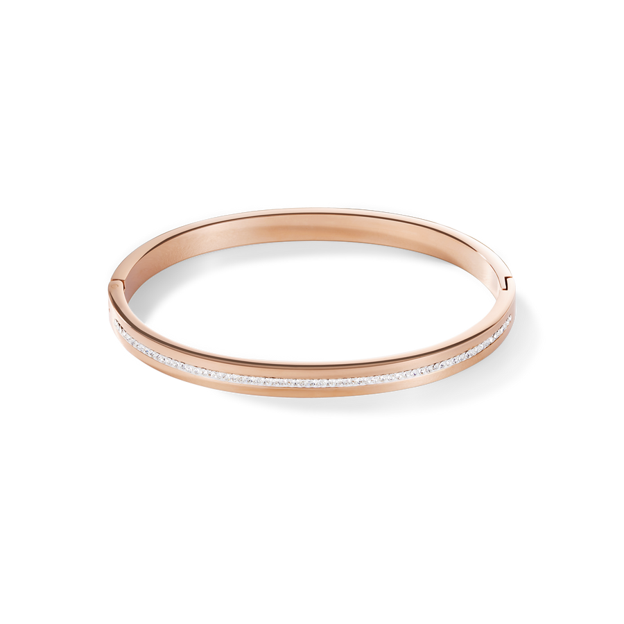 Bracelet Acier or rose & bande Pavé de Cristaux cristal 17