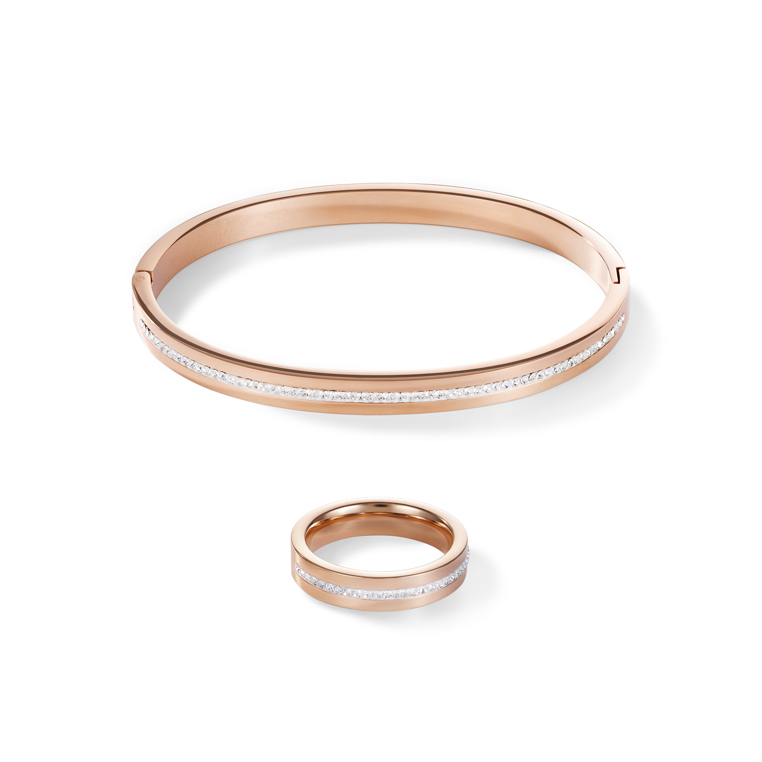 Bracelet Acier or rose & bande Pavé de Cristaux cristal 17