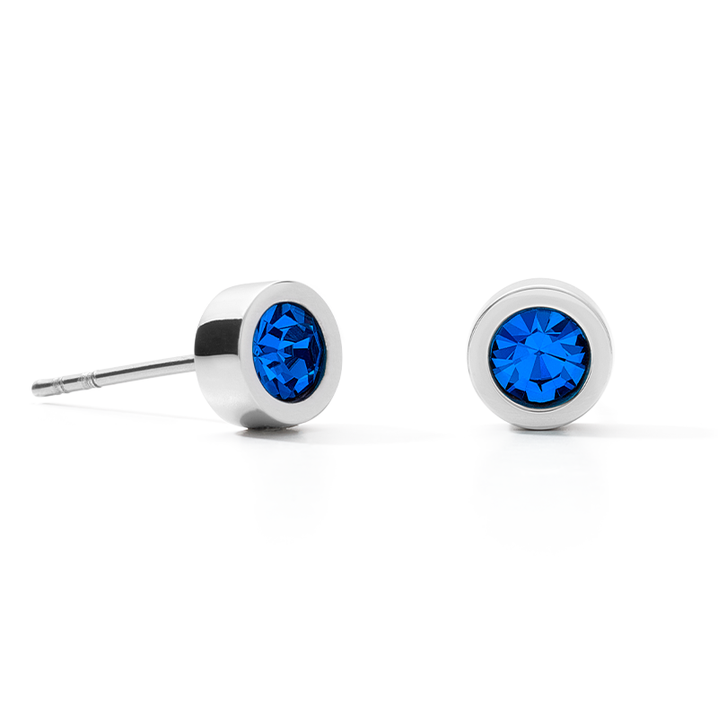 Boucles d'oreille Cristaux & acier argent bleu