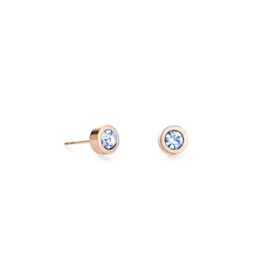 Boucles d'oreille Cristaux & acier bleu clair