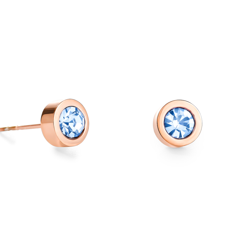 Boucles d'oreille Cristaux & acier bleu clair