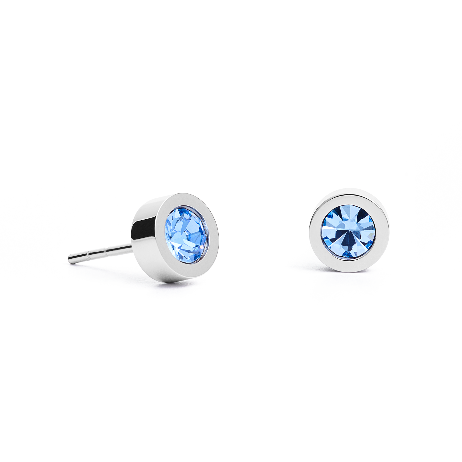 Boucles d'oreille Cristaux & acier argent bleu clair
