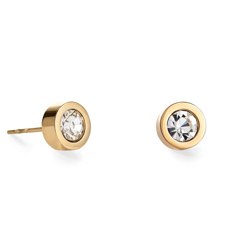 Boucles d'oreille Cristaux & acier or cristal