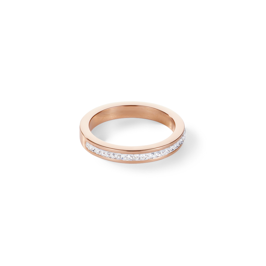 Ring slim stainless steel rose gold & crystals pavé crystal