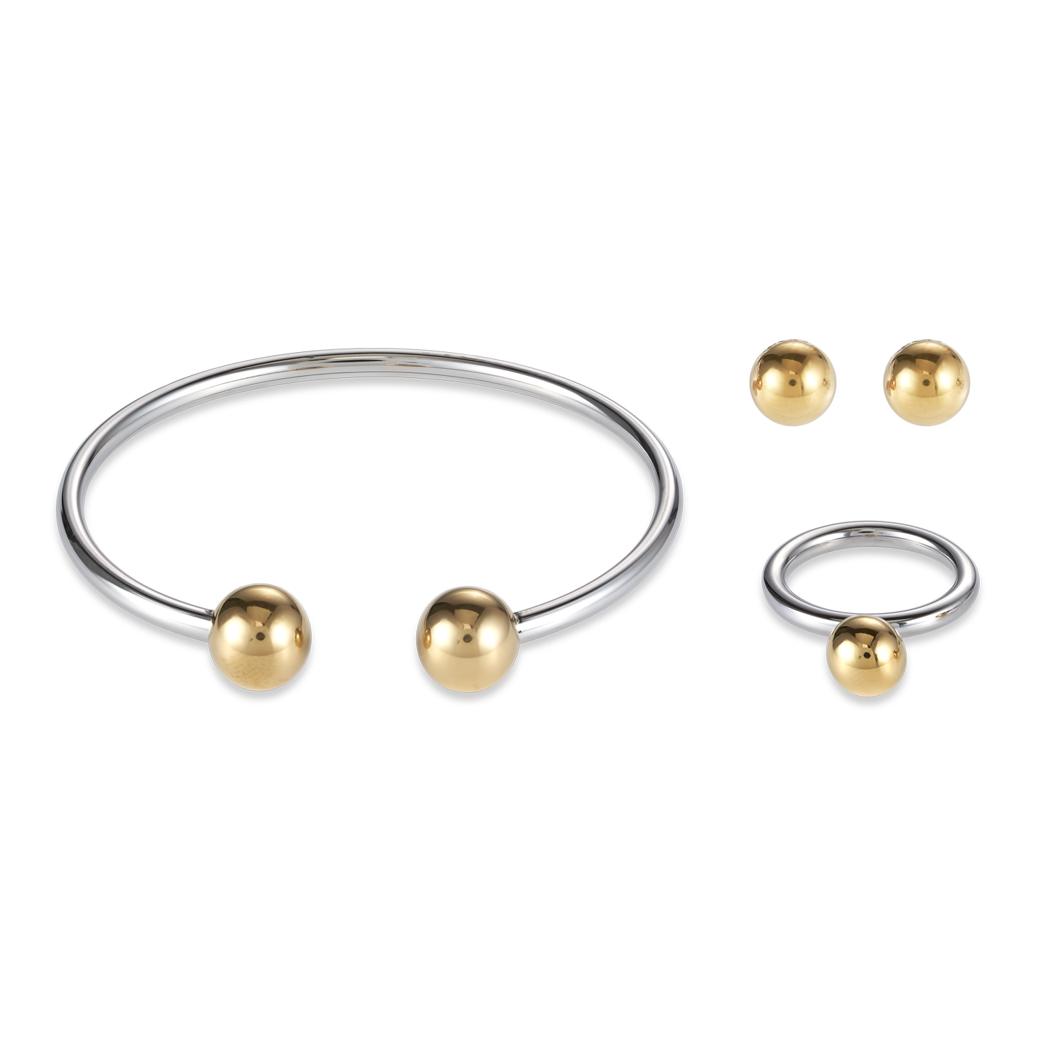 Bangle stainless steel balls gold