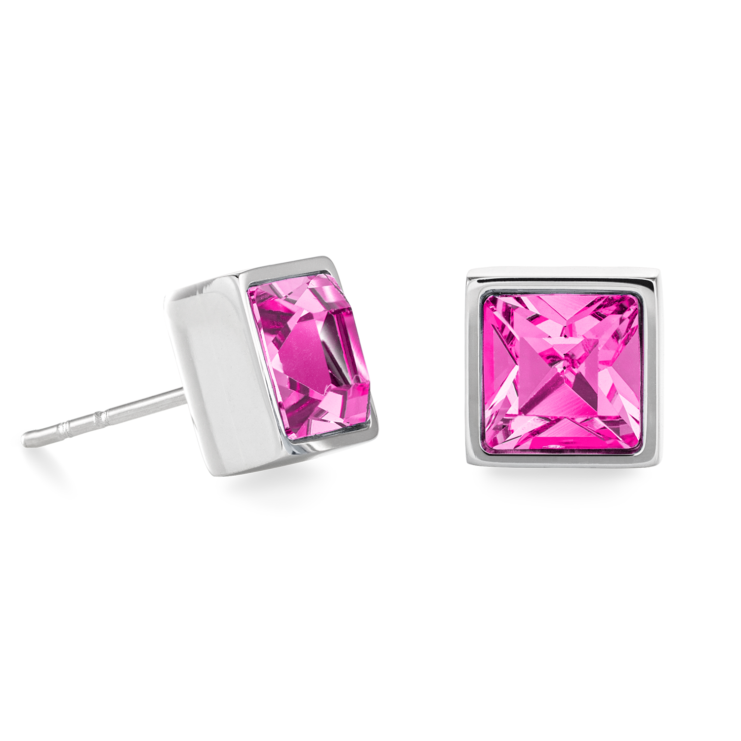 Brilliant Square big boucles d'oreille argent rose vif