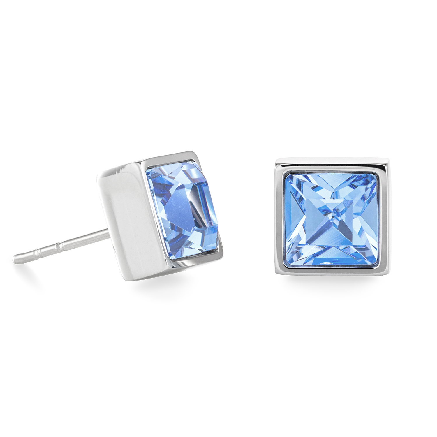 Brilliant Square big boucles d'oreille argent bleu clair