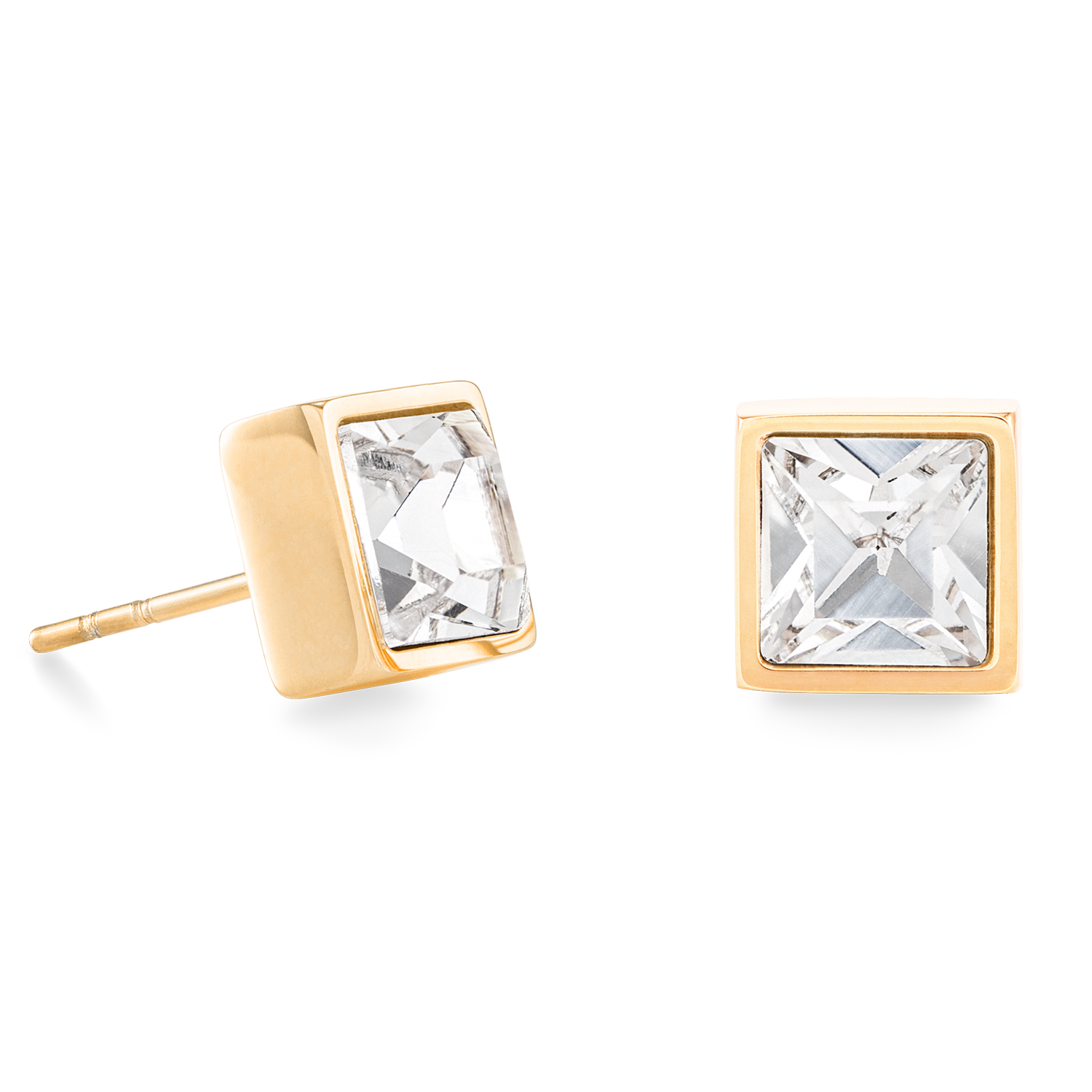 Brilliant Square big boucles d'oreille or cristal