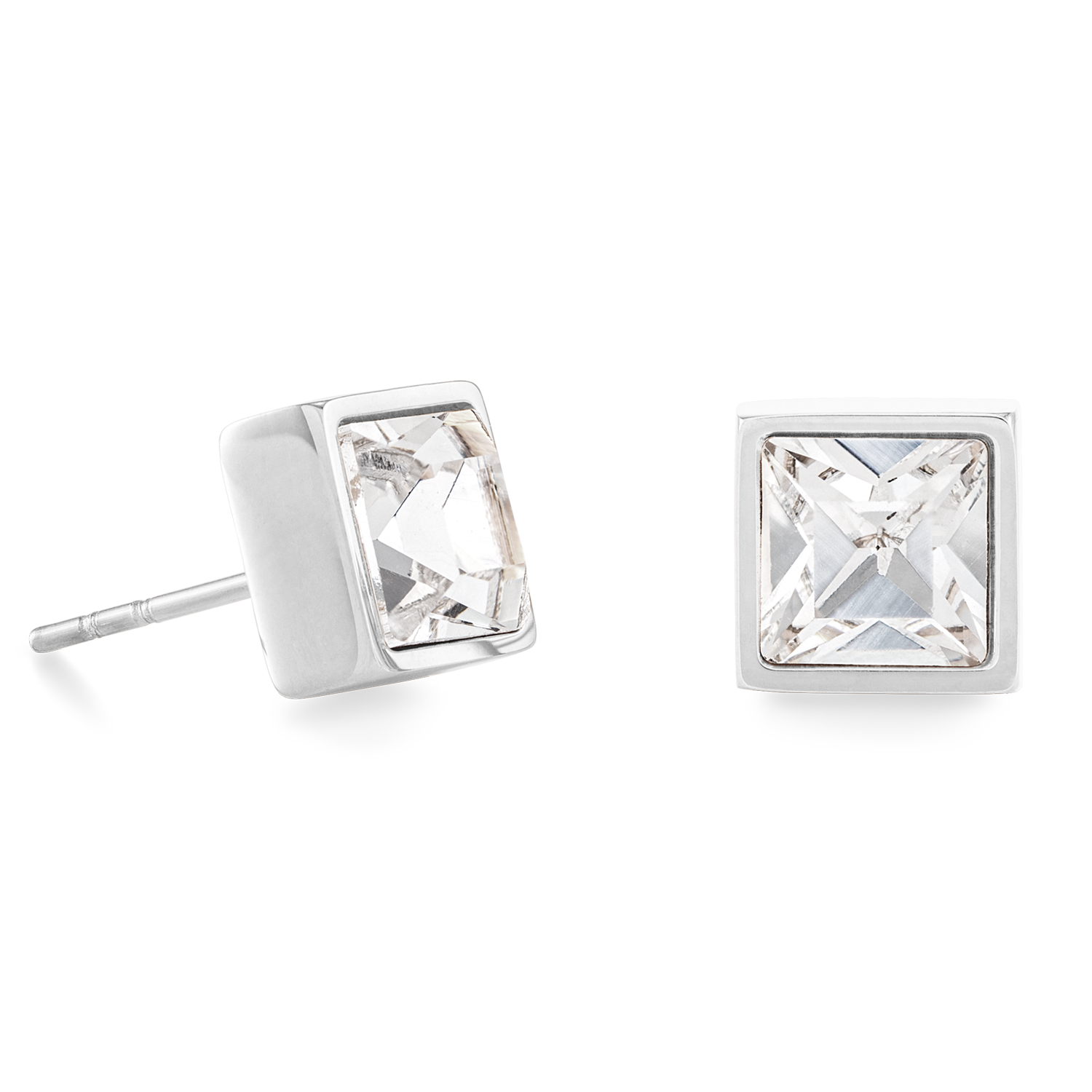 Brilliant Square big boucles d'oreille argent cristal